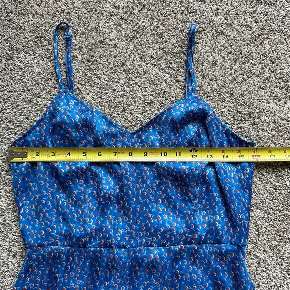 Lulu's Dreams of Love royal blue & red floral sleeveless midi dress size M - Picture 13 of 14